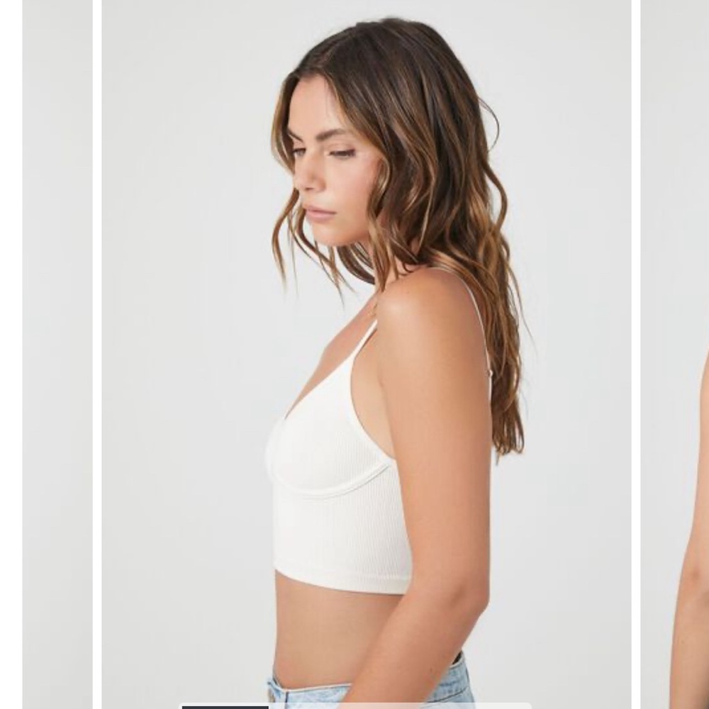 White Ribbed Knit Bralette - Picture 2 of 3